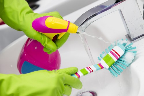 Professional end of tenancy cleaning team finishing a property